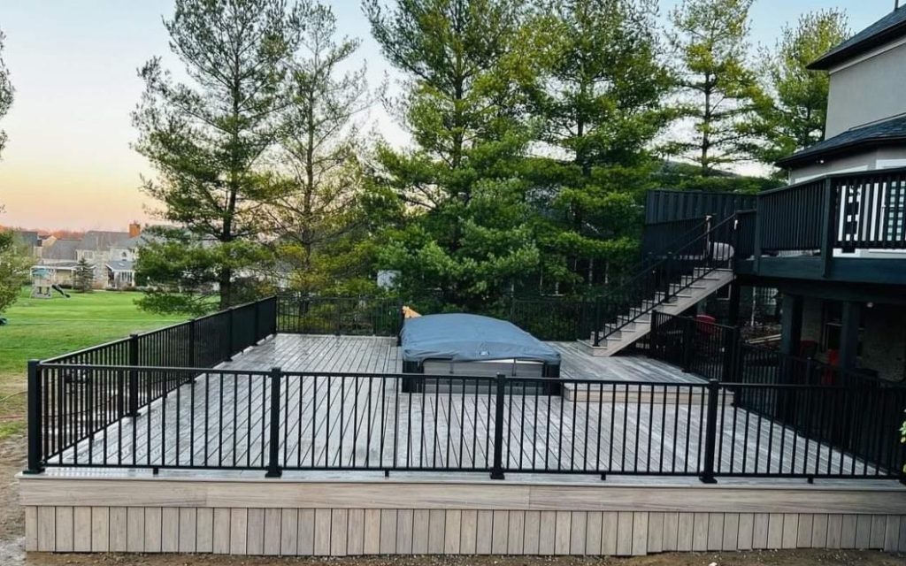 Trex decking with black aluminum railing.