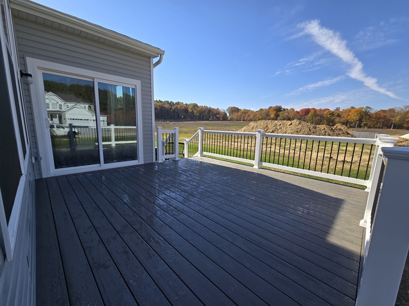 Close-up view of durable composite decking materials used in Wadsworth project